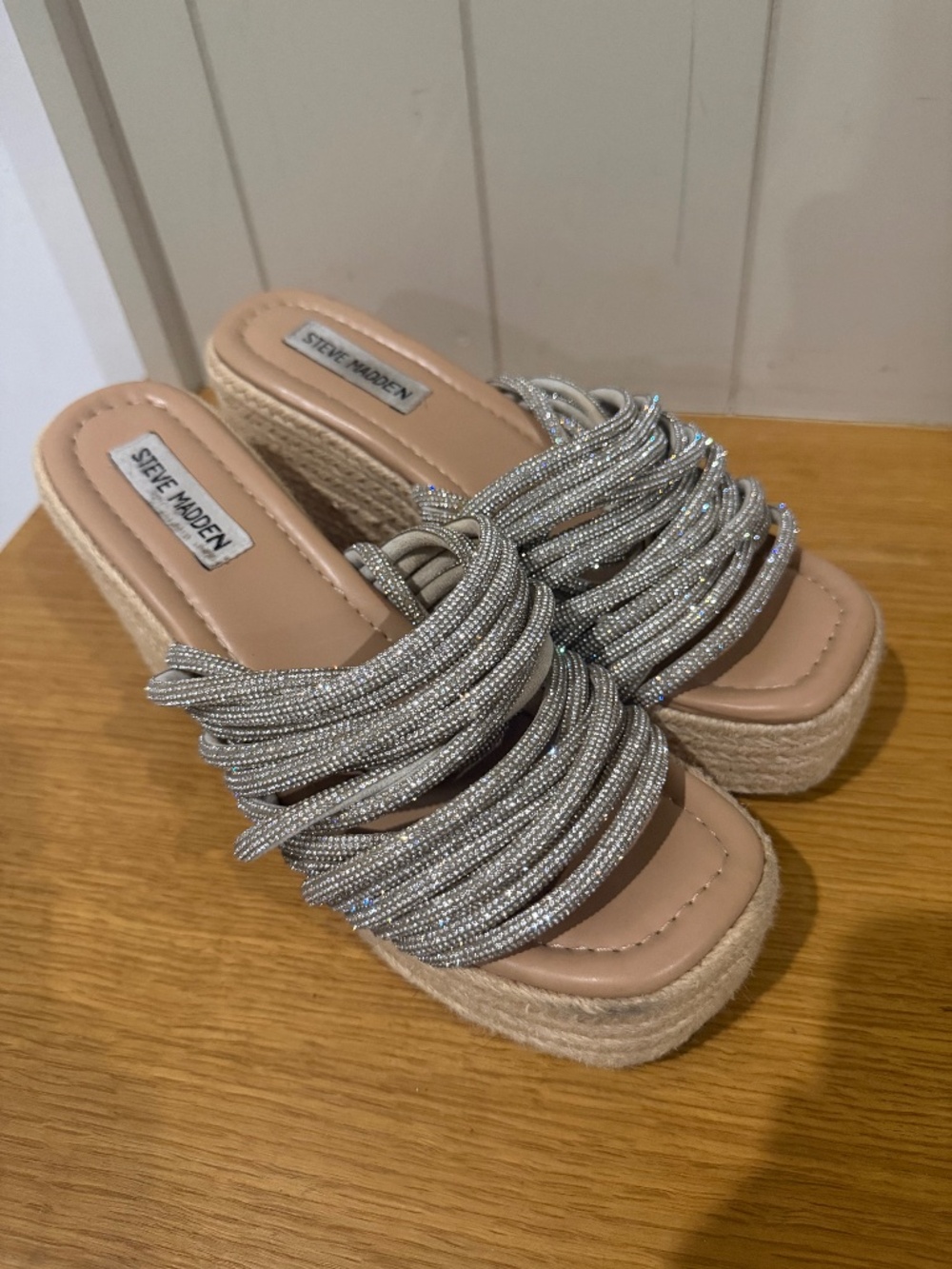Steve Madden Diamanté Espadrille Wedges